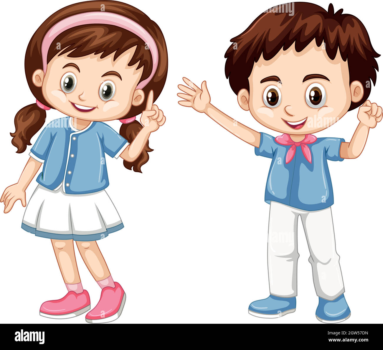 Boy and girl with happy face Stock Vector Image & Art - Alamy