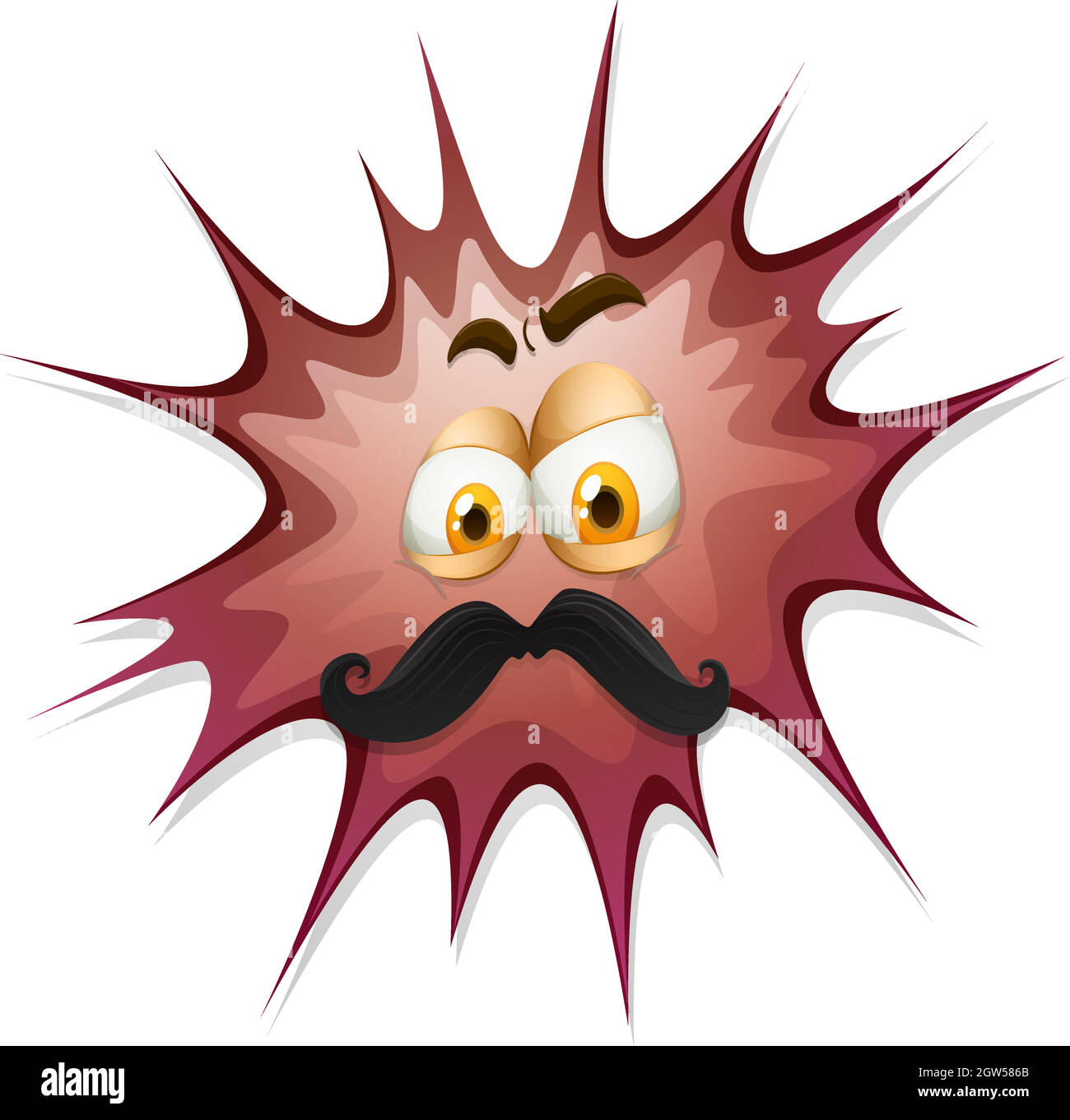 Face with mustache on brow splash Stock Vector