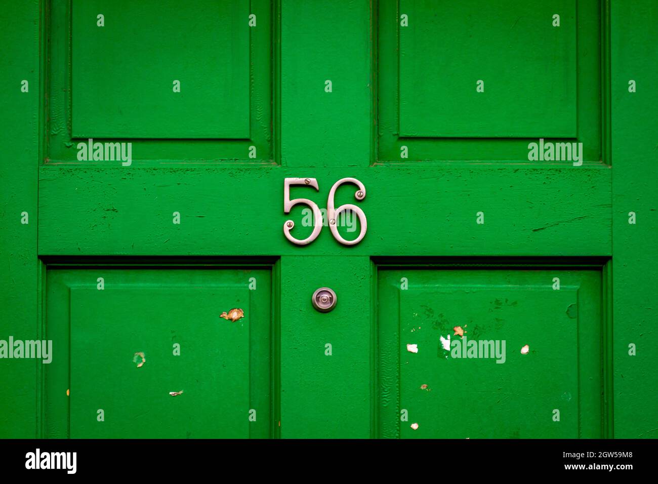 House Number 56 On A Green Wooden Front Door In London Stock Photo - Alamy