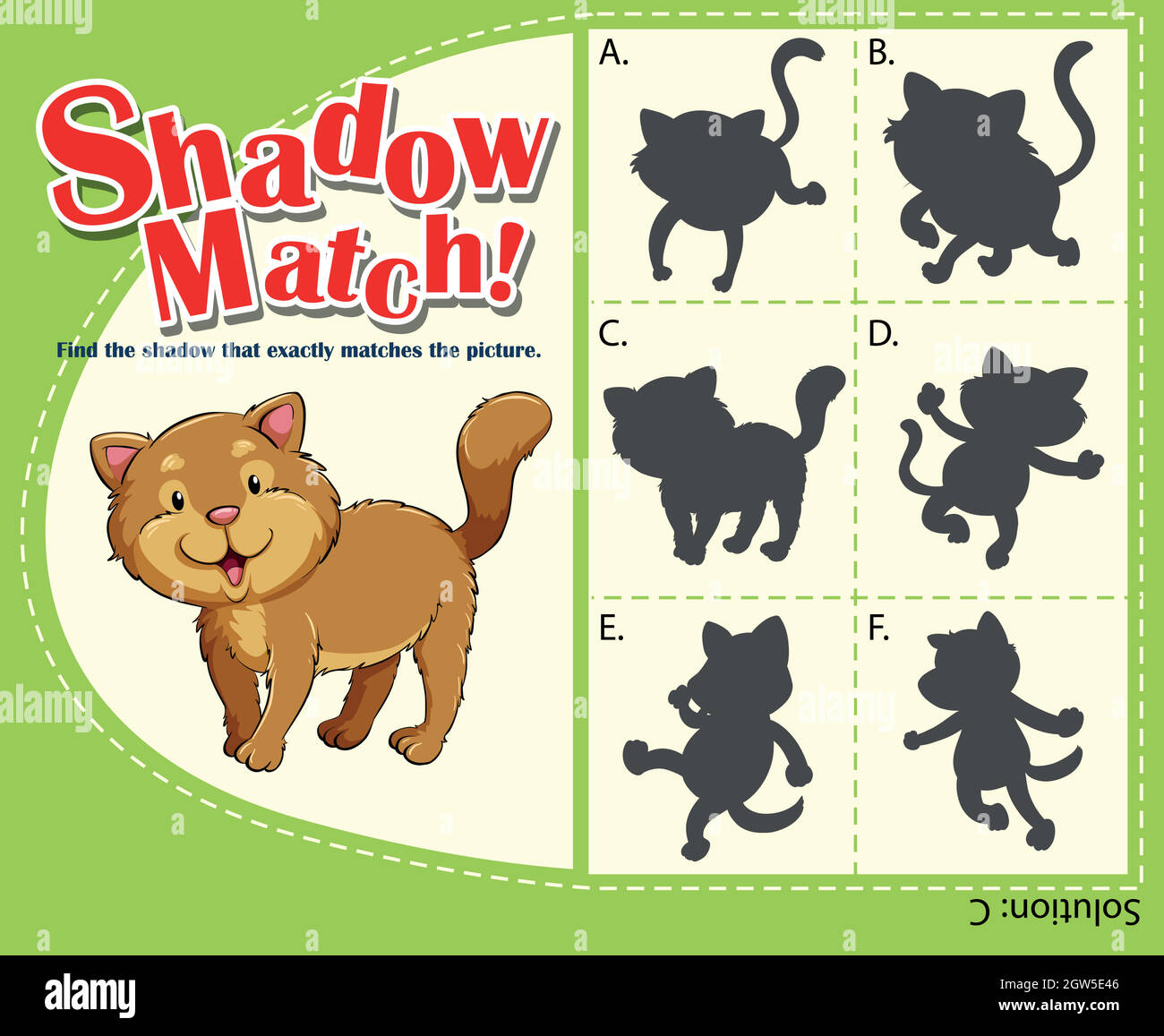 Matching game template with cat Stock Vector