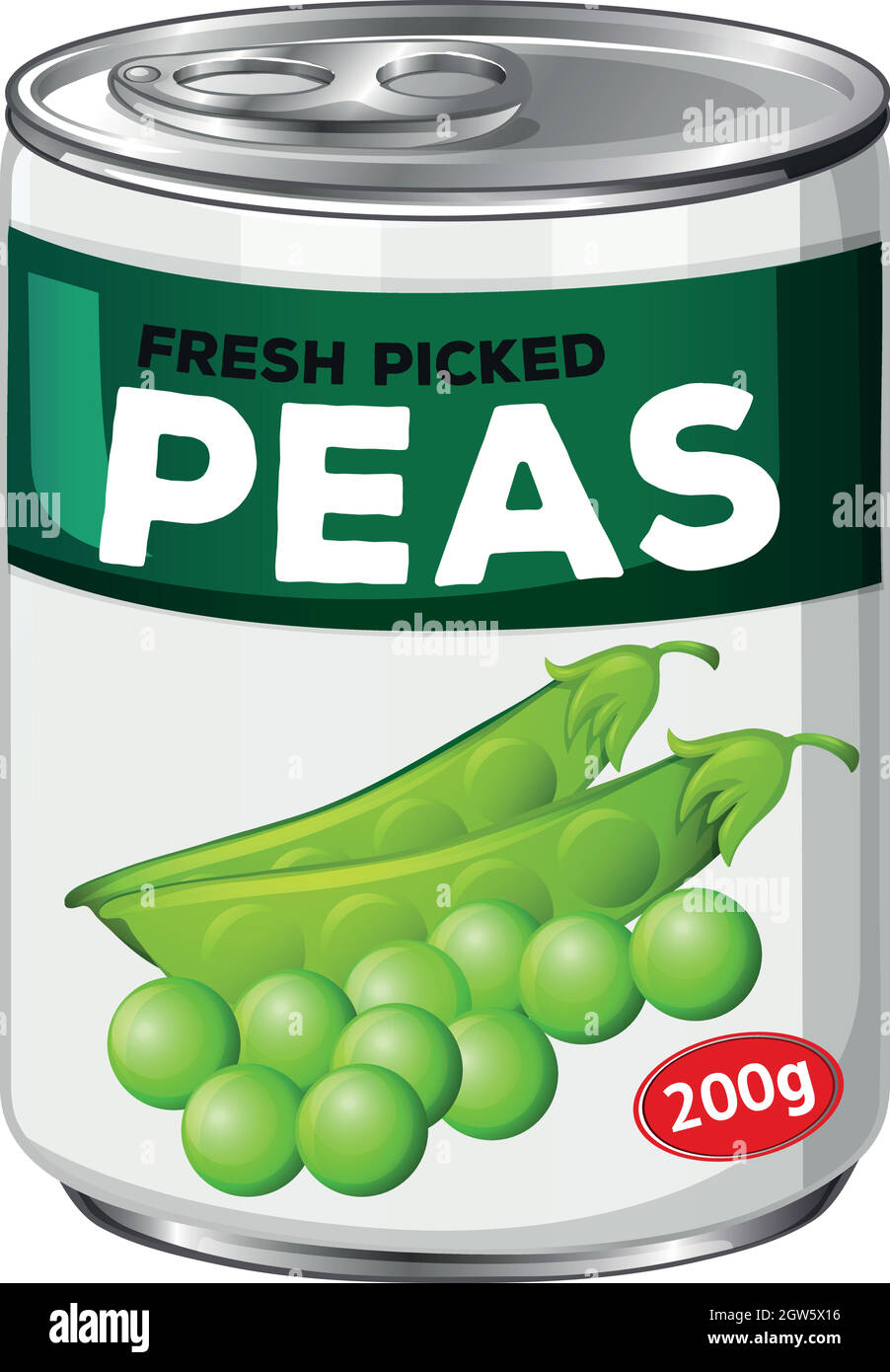 Can of fresh picked peas Stock Vector