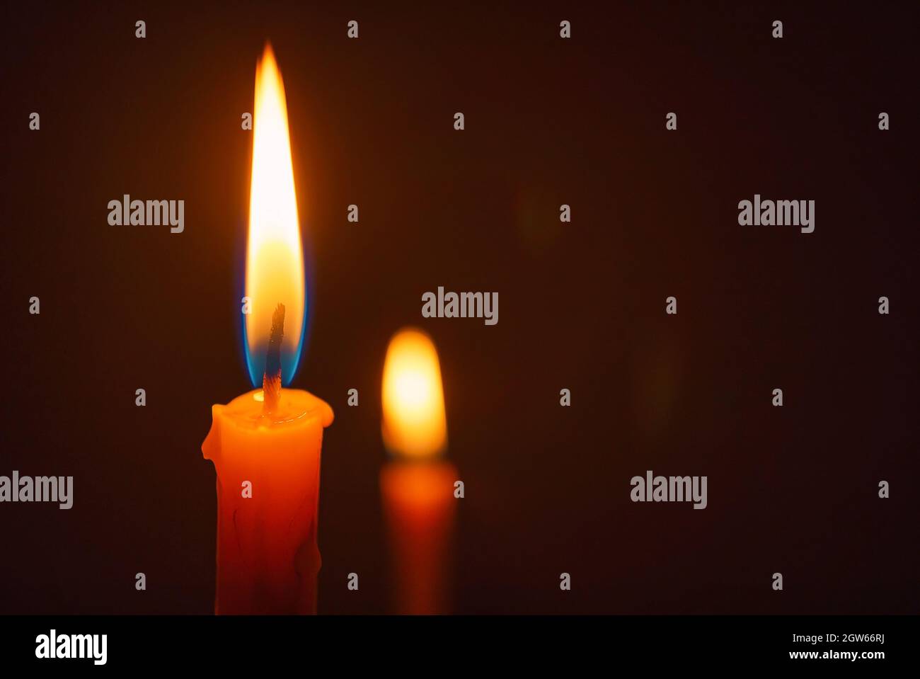 Candle Lit In The Dark, Candle Flame At Night, Burning Candle On Black