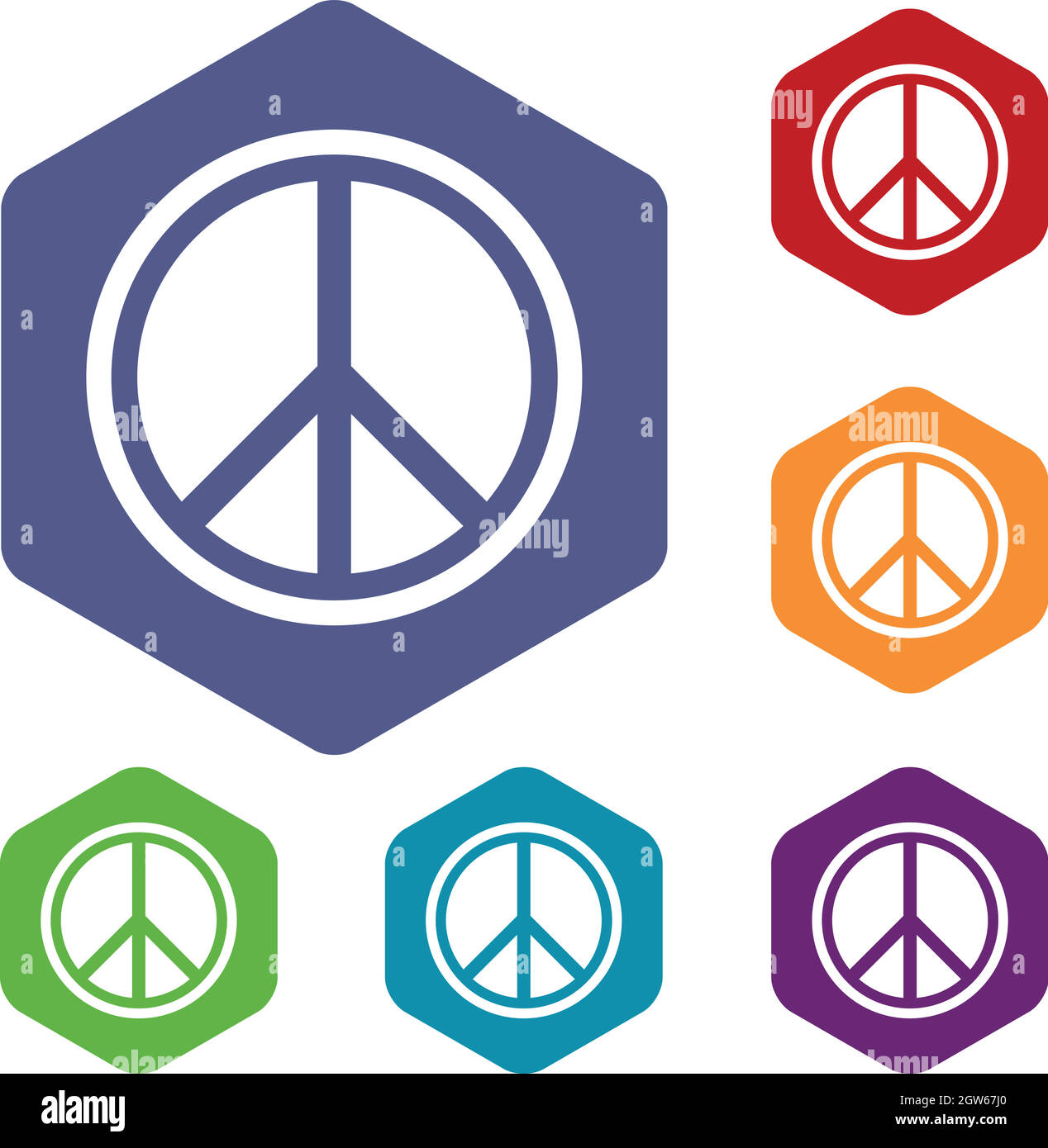 Sign hippie peace icons set Stock Vector