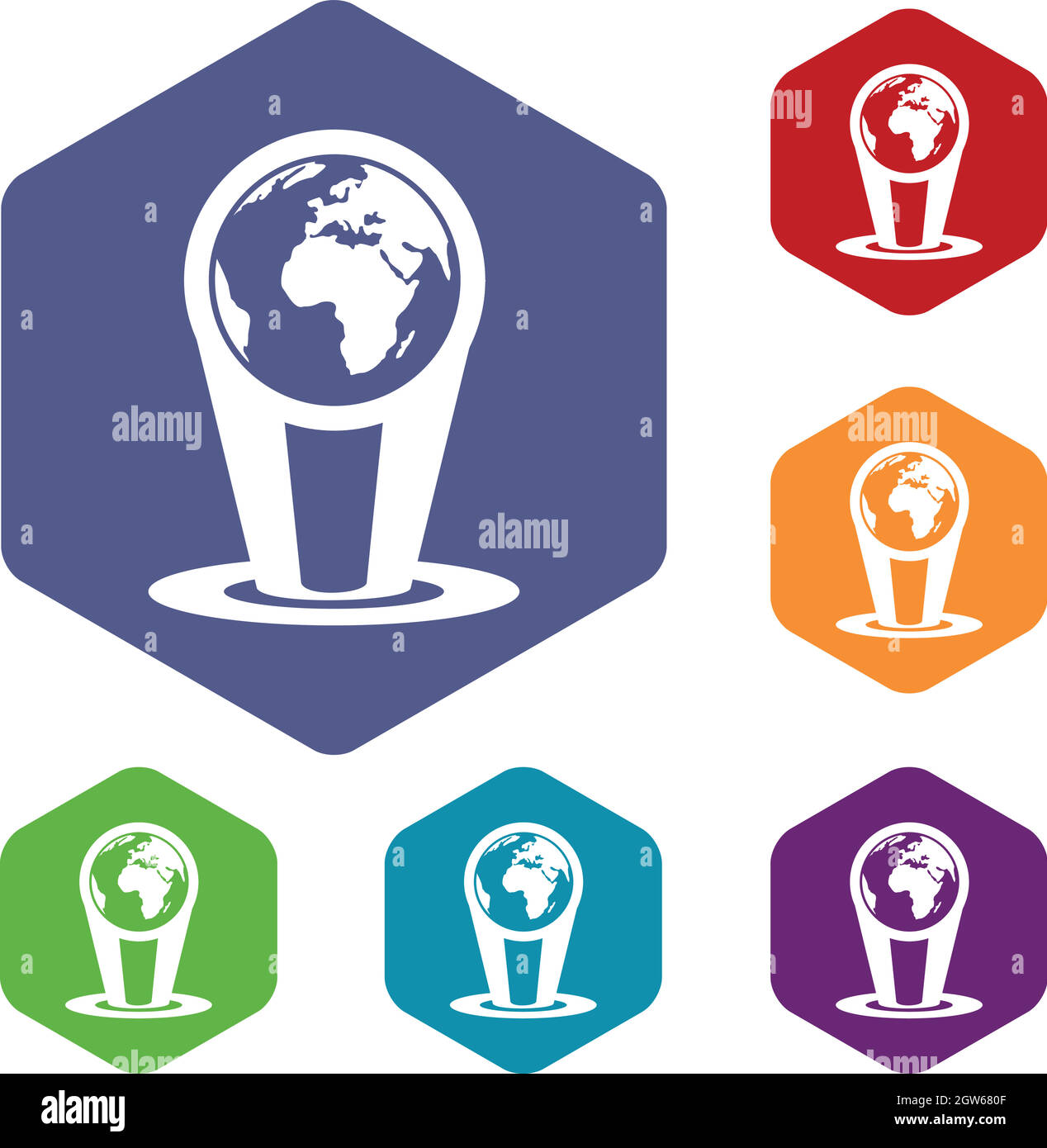 Hologram globe icons set Stock Vector