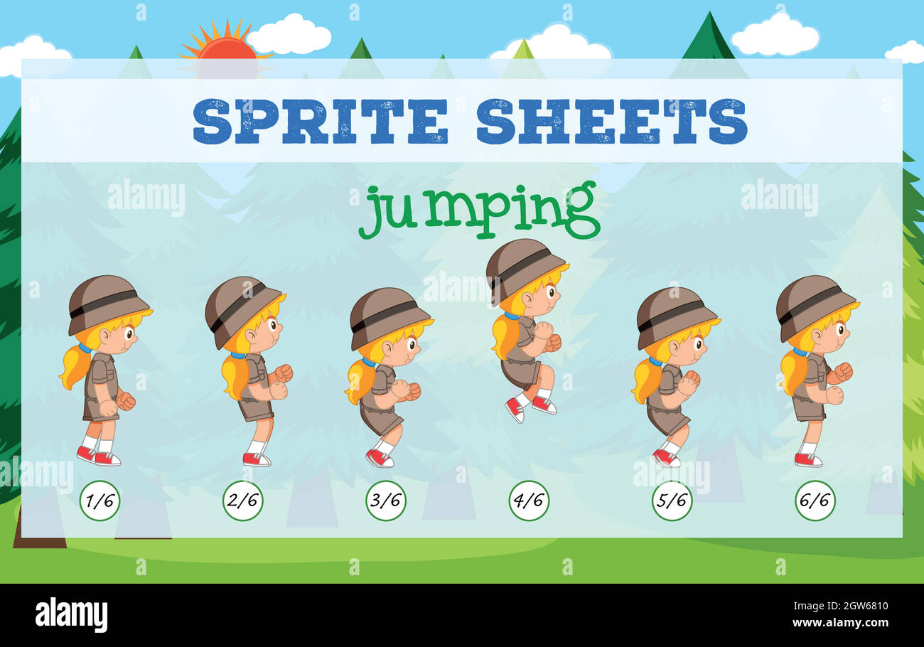 Sprite sheet girl jumping Stock Vector Image & Art - Alamy