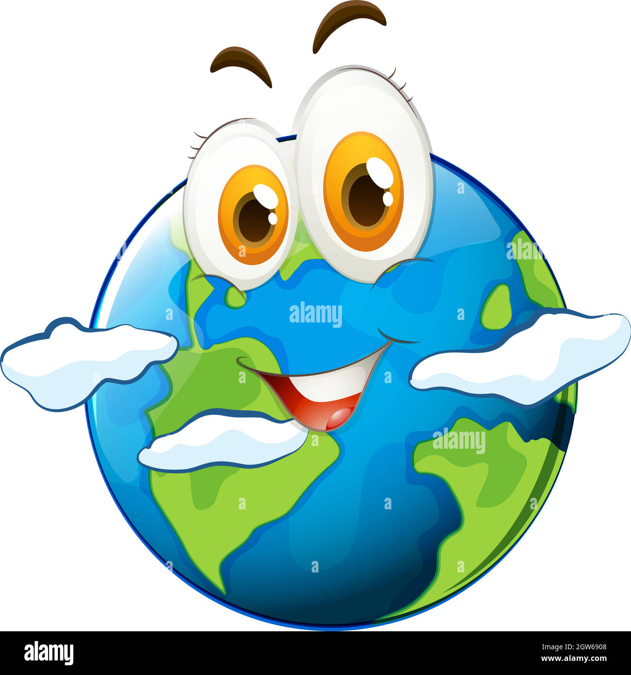 Blue planet with happy face Stock Vector