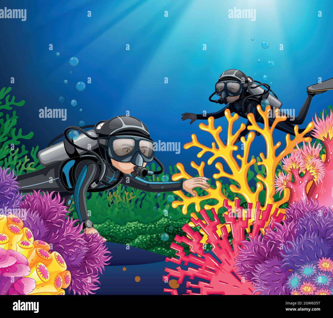 Scuba diving in deep ocean Stock Vector Image & Art Alamy