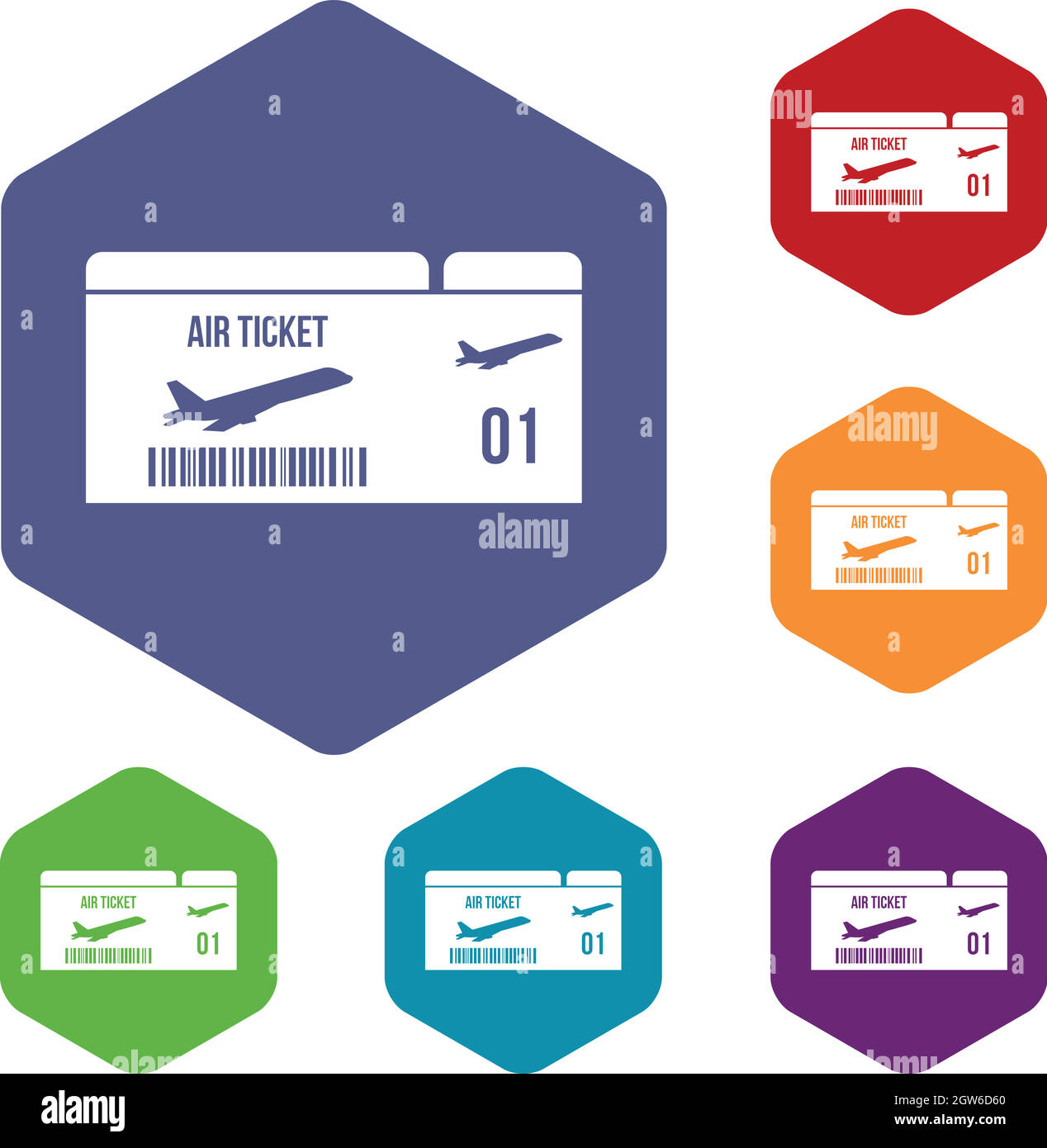 Airline boarding pass icons set Stock Vector