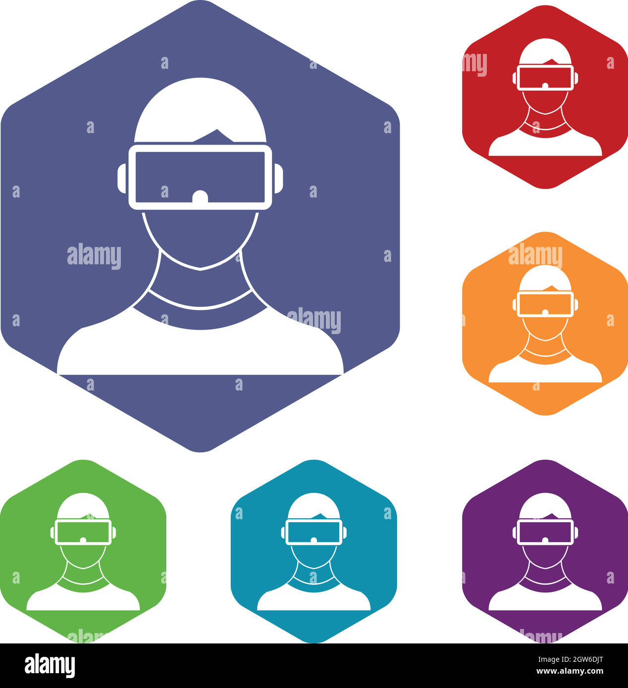 Virtual 3d reality goggles icons set Stock Vector
