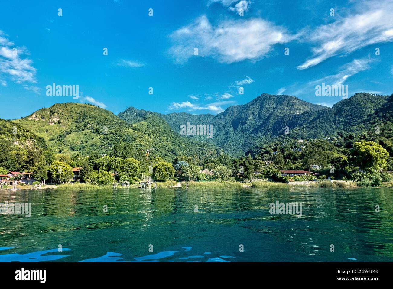 Beautiful  Lake Atitlan and the Guatemalan highlands, Solola, Guatemala Stock Photo