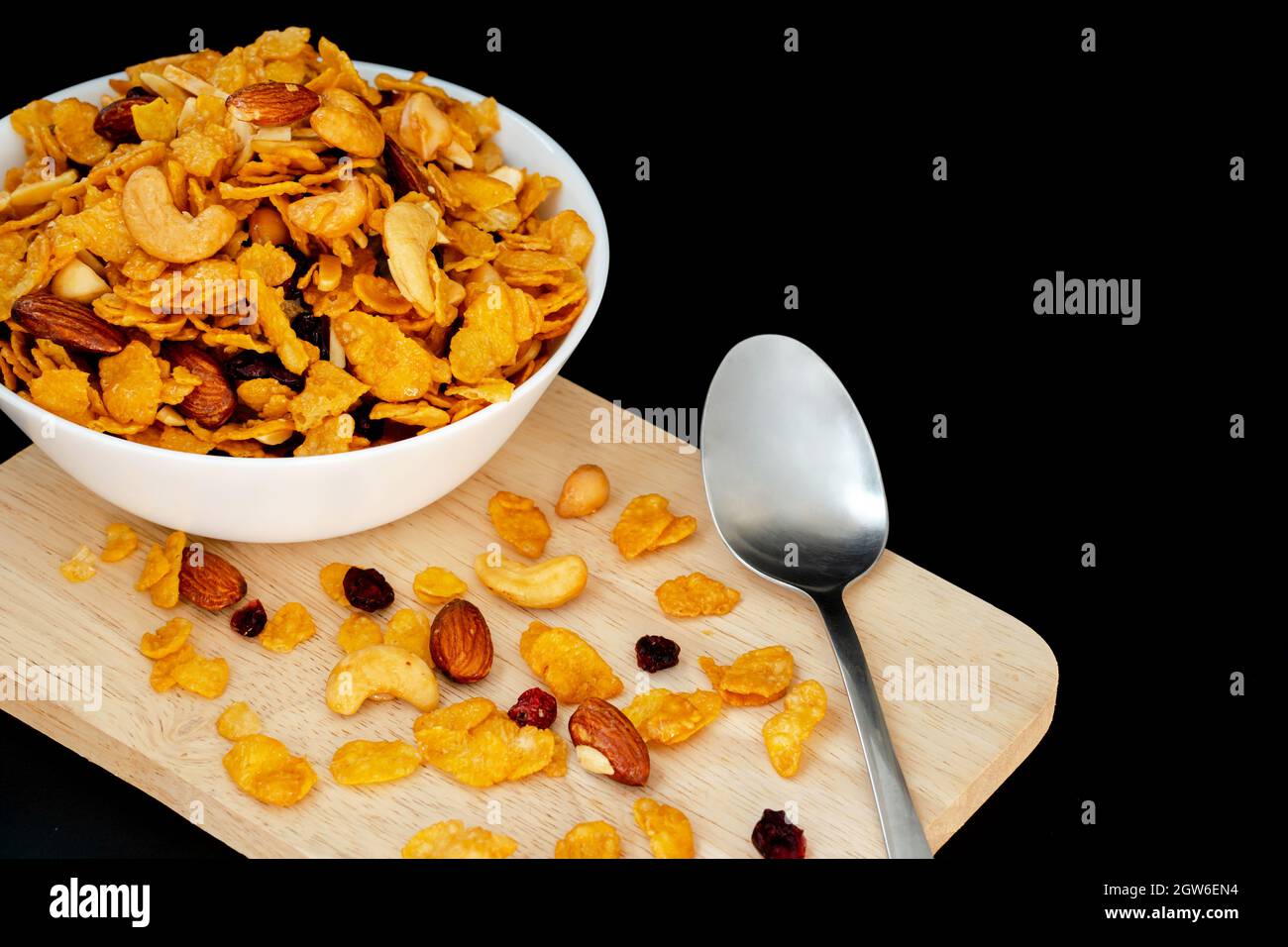 Homemade Honey Caramel Cornflakes In Black Background Stock Photo Alamy