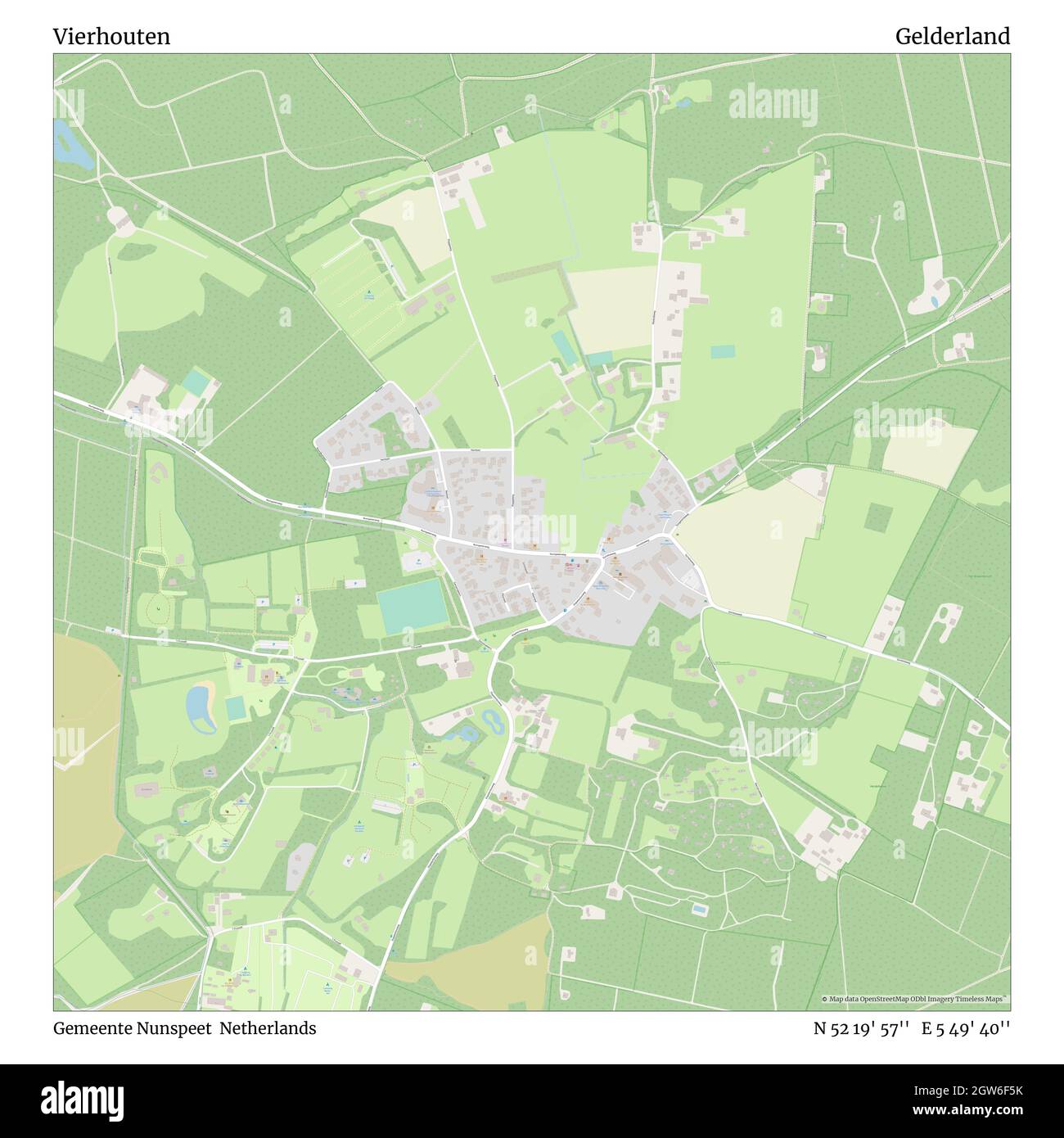 Vierhouten, Gemeente Nunspeet, Netherlands, Gelderland, N 52 19' 57'', E 5 49' 40'', map, Timeless Map published in 2021. Travelers, explorers and adventurers like Florence Nightingale, David Livingstone, Ernest Shackleton, Lewis and Clark and Sherlock Holmes relied on maps to plan travels to the world's most remote corners, Timeless Maps is mapping most locations on the globe, showing the achievement of great dreams Stock Photo