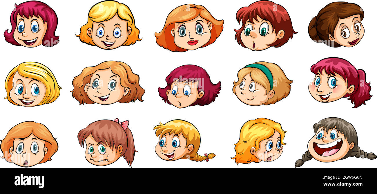 Ladies with different expressions Stock Vector
