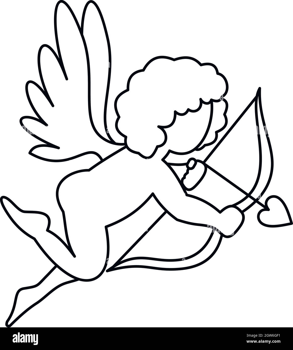 Cupid with bow and arrow icon, outline style Stock Vector