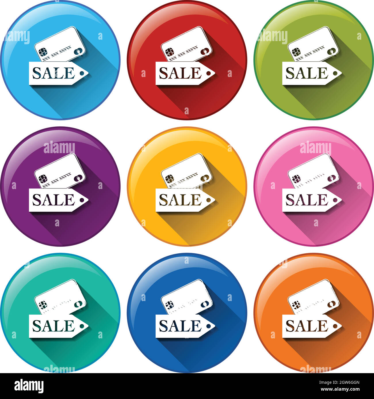 Round buttons with sale cards Stock Vector