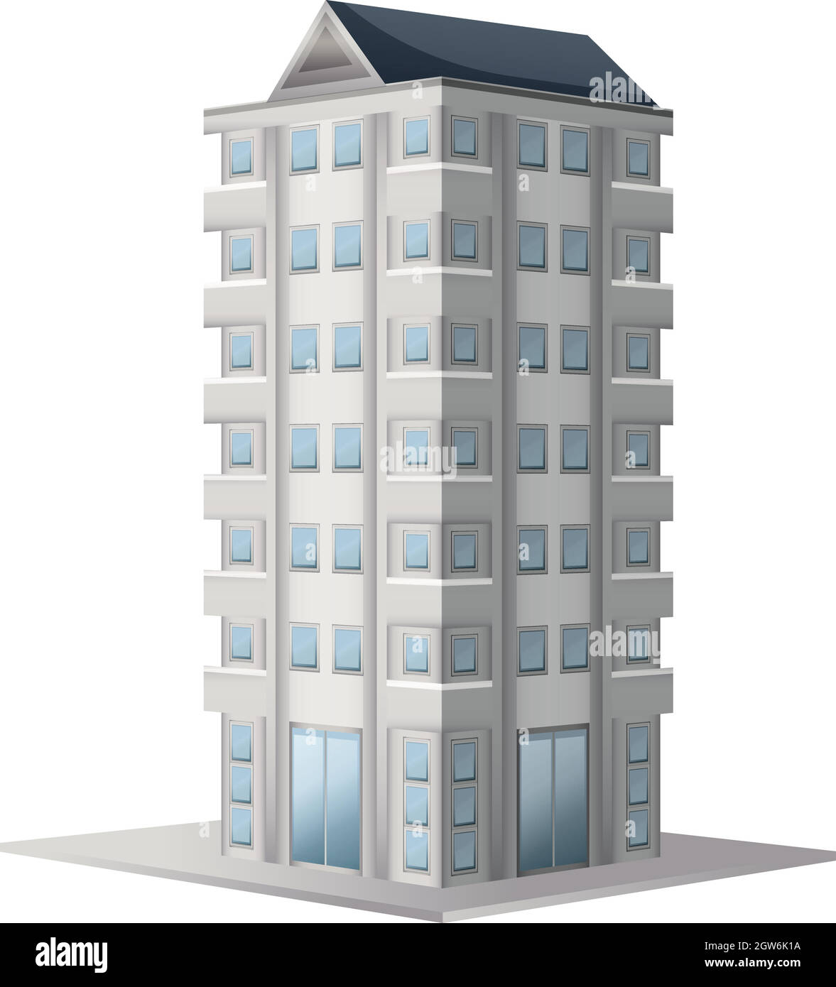 Tall building painted in white Stock Vector