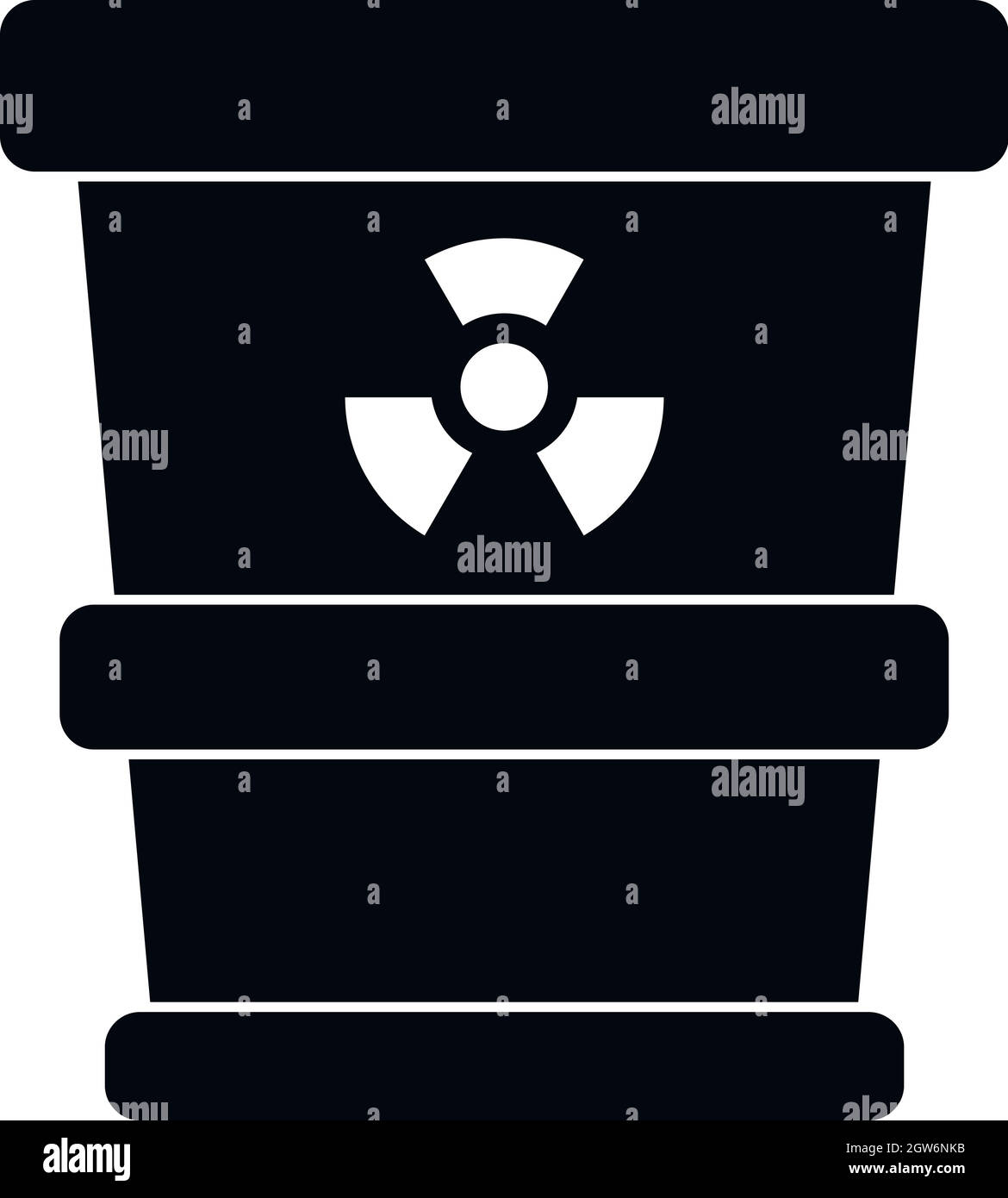 Trashcan containing radioactive waste icon Stock Vector
