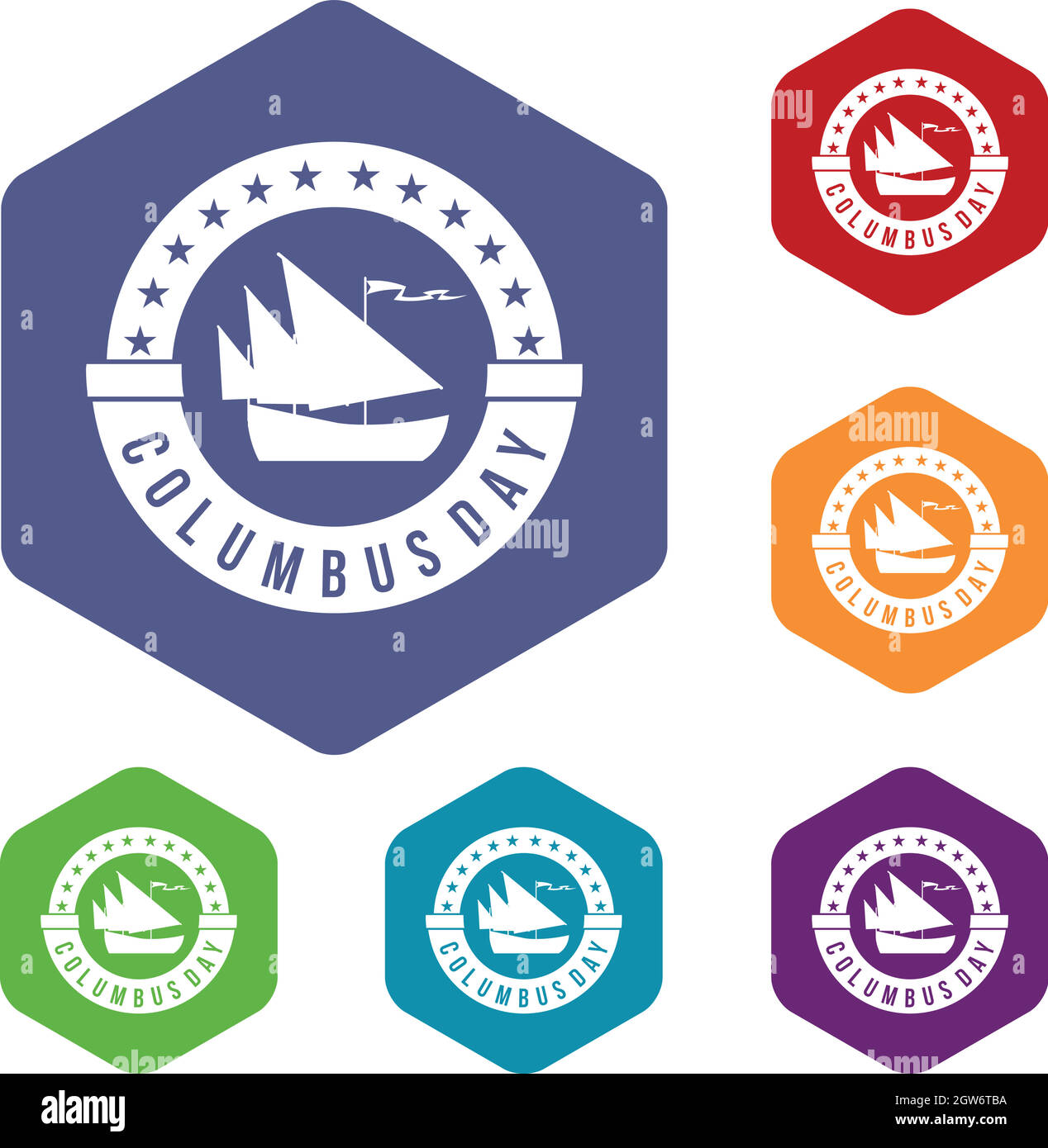 Columbus Day icons set Stock Vector