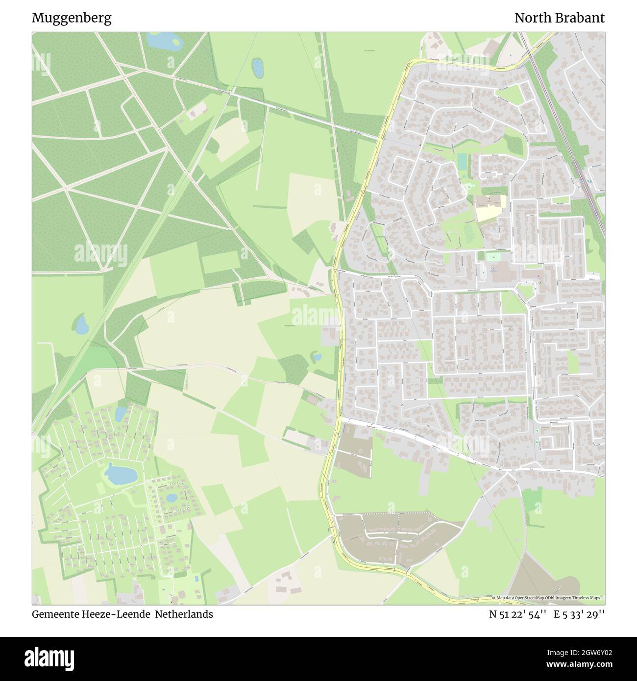 Muggenberg, Gemeente Heeze-Leende, Netherlands, North Brabant, N 51 22' 54'', E 5 33' 29'', map, Timeless Map published in 2021. Travelers, explorers and adventurers like Florence Nightingale, David Livingstone, Ernest Shackleton, Lewis and Clark and Sherlock Holmes relied on maps to plan travels to the world's most remote corners, Timeless Maps is mapping most locations on the globe, showing the achievement of great dreams Stock Photo