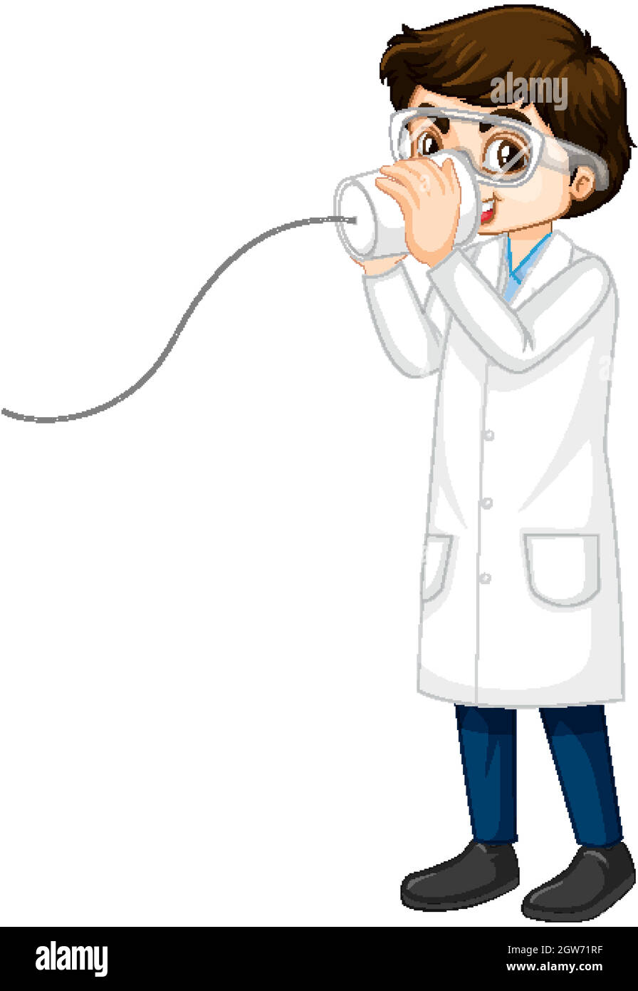 A boy cartoon character wearing laboratory coat Stock Vector Image