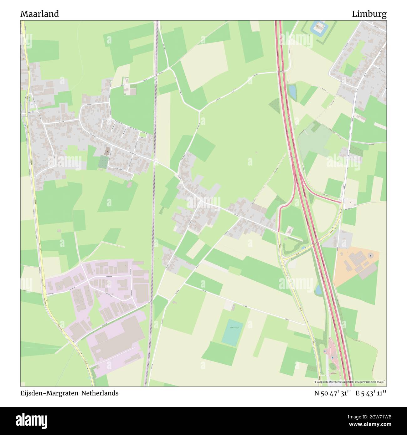 Maarland, Eijsden-Margraten, Netherlands, Limburg, N 50 47' 31'', E 5 43' 11'', map, Timeless Map published in 2021. Travelers, explorers and adventurers like Florence Nightingale, David Livingstone, Ernest Shackleton, Lewis and Clark and Sherlock Holmes relied on maps to plan travels to the world's most remote corners, Timeless Maps is mapping most locations on the globe, showing the achievement of great dreams Stock Photo