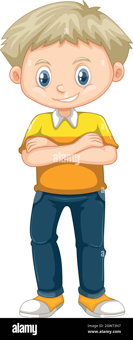 Little boy in yellow shirt and jeans Stock Vector Image & Art - Alamy