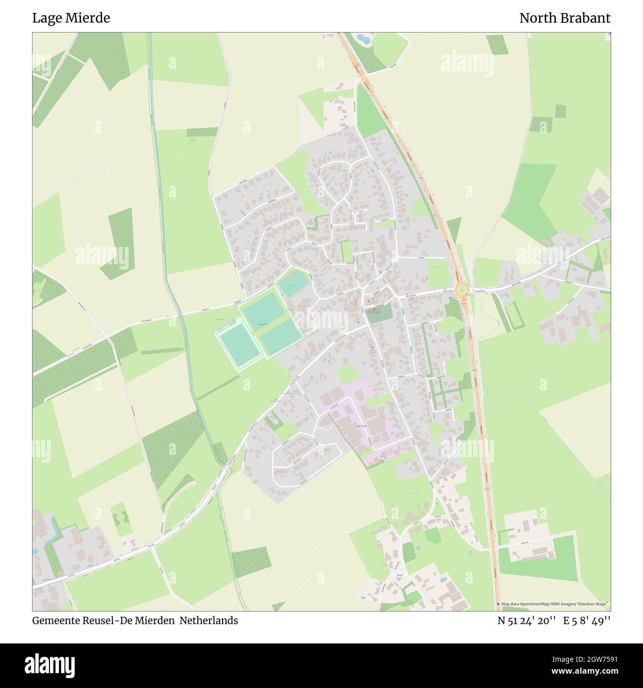 Lage Mierde, Gemeente Reusel-De Mierden, Netherlands, North Brabant, N 51 24' 20'', E 5 8' 49'', map, Timeless Map published in 2021. Travelers, explorers and adventurers like Florence Nightingale, David Livingstone, Ernest Shackleton, Lewis and Clark and Sherlock Holmes relied on maps to plan travels to the world's most remote corners, Timeless Maps is mapping most locations on the globe, showing the achievement of great dreams Stock Photo