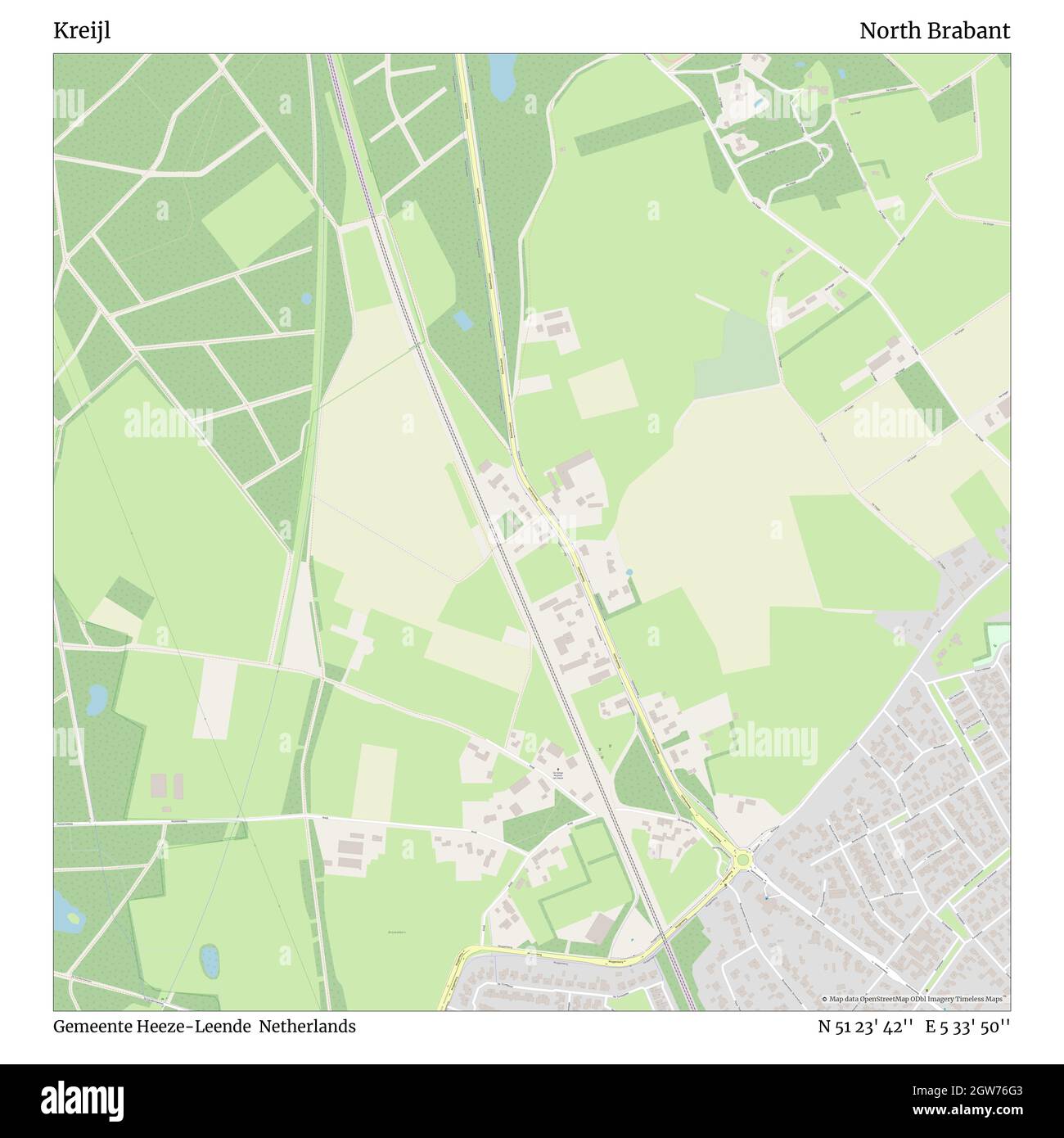 Kreijl, Gemeente Heeze-Leende, Netherlands, North Brabant, N 51 23' 42'', E 5 33' 50'', map, Timeless Map published in 2021. Travelers, explorers and adventurers like Florence Nightingale, David Livingstone, Ernest Shackleton, Lewis and Clark and Sherlock Holmes relied on maps to plan travels to the world's most remote corners, Timeless Maps is mapping most locations on the globe, showing the achievement of great dreams Stock Photo