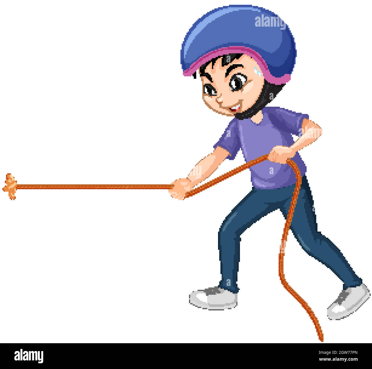 Boy pulling rope Stock Vector Images - Alamy