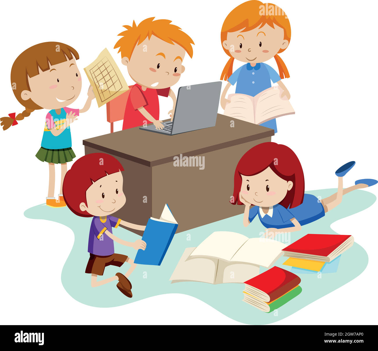 Student Study in Class Room Stock Vector