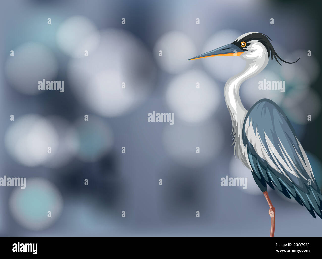 A heron on blurry background Stock Vector