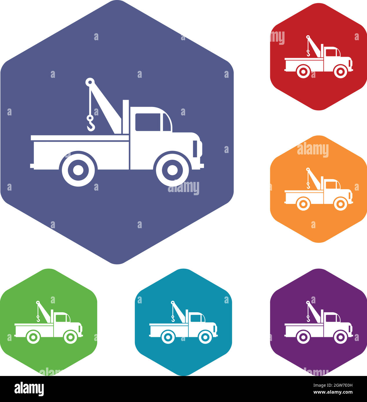 Car towing truck icons set Stock Vector