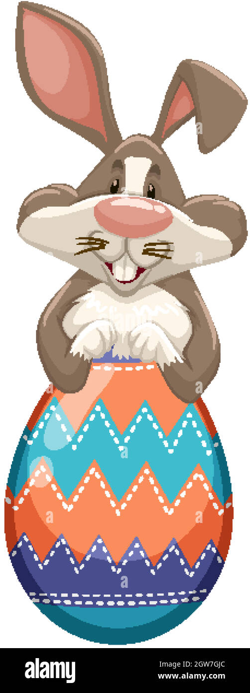 Easter bunny and decorated egg on white background Stock Vector Image ...