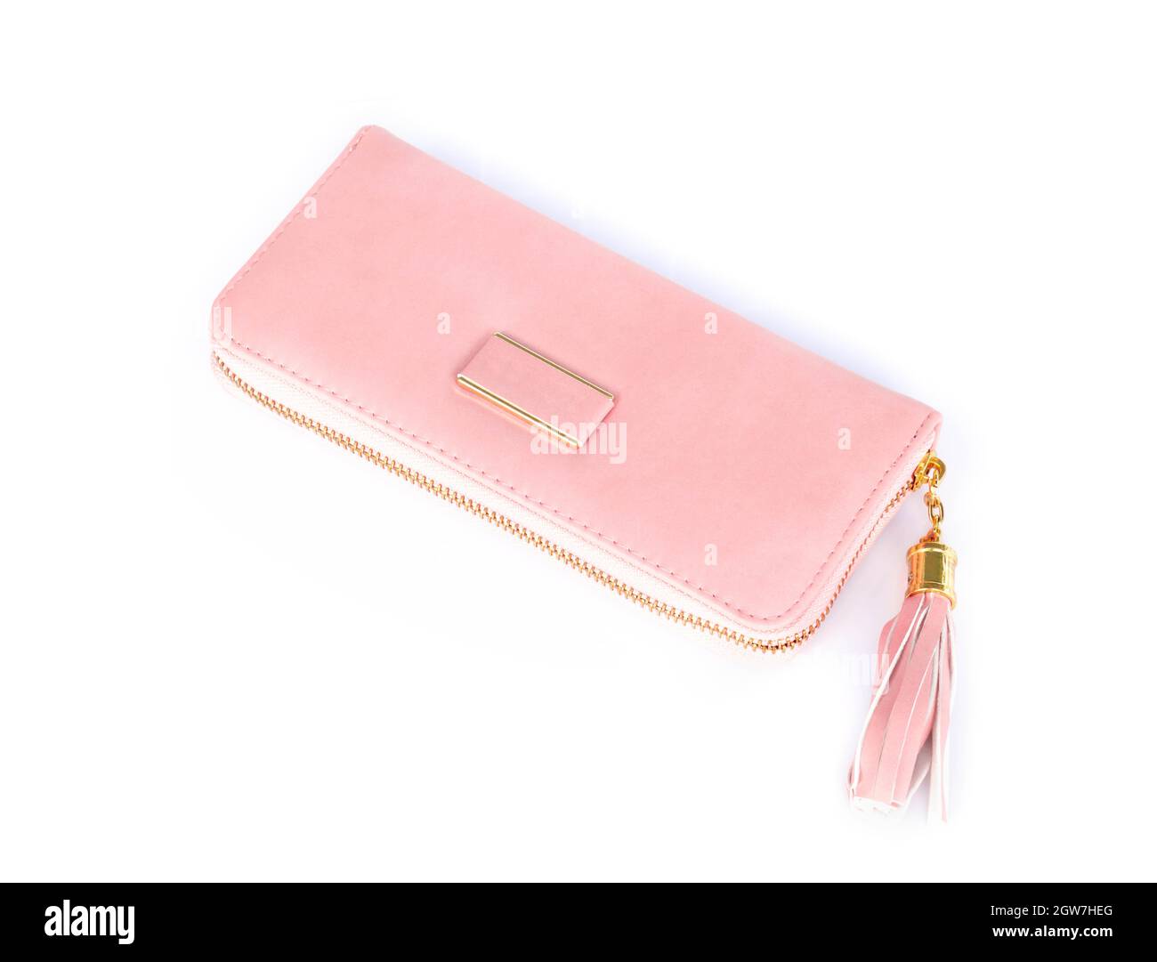 High Angle View Of Purse On White Background Stock Photo