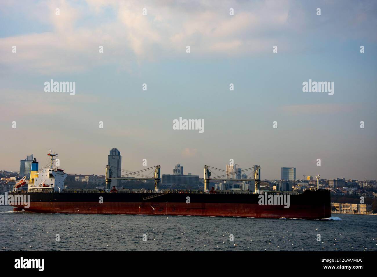 View Of Oil Tanker In Sea Stock Photo