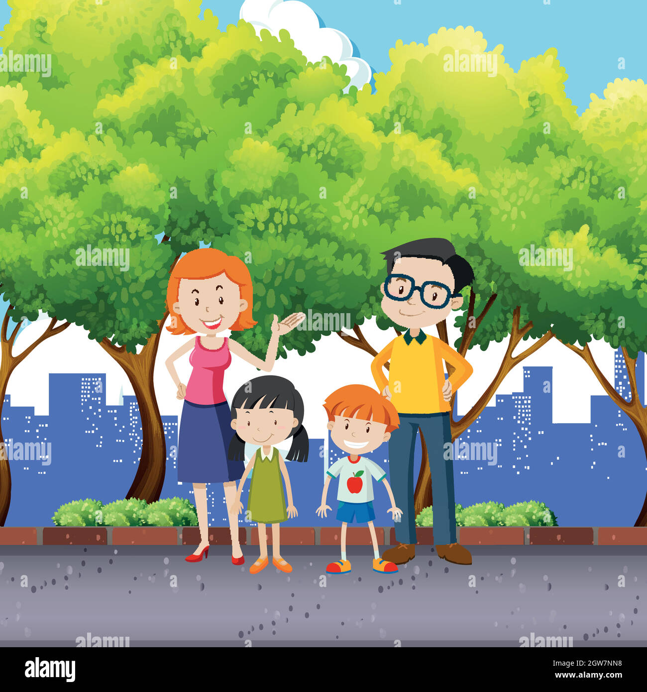 Family members standing in the park Stock Vector Image & Art - Alamy