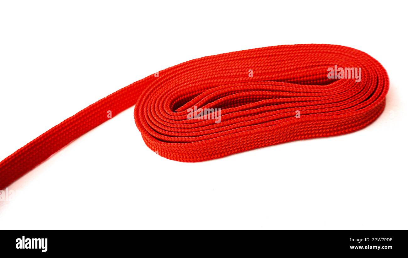 Red Rope On White Background. Fabric Rope In Red Color Folded In A Coil Stock Photo Alamy