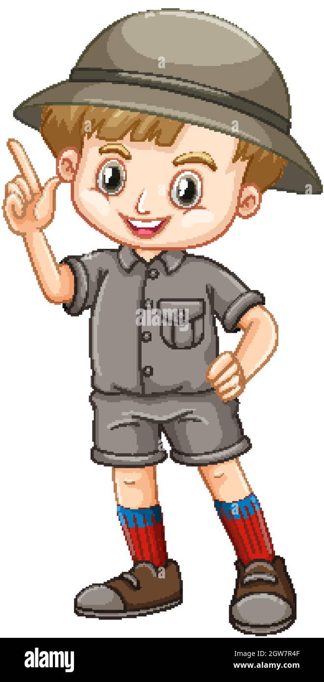 Cute boy in safari outfit on white background Stock Vector Image & Art