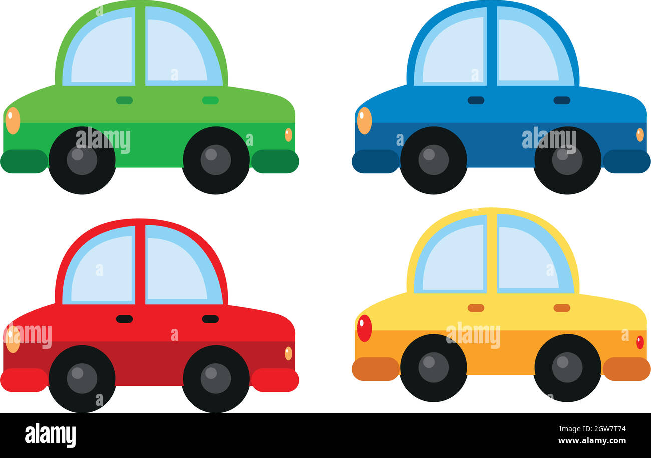 Yellow red and blue cartoon cars hi-res stock photography and images - Alamy