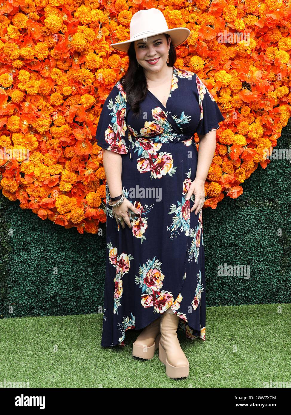PACIFIC PALISADES, LOS ANGELES, CALIFORNIA, USA - OCTOBER 02: Gloria Calderon Kellett arrives at the Veuve Clicquot Polo Classic Los Angeles 2021 held at the Will Rogers State Historic Park on October 2, 2021 in Pacific Palisades, Los Angeles, California, United States. (Photo by Xavier Collin/Image Press Agency/Sipa USA) Stock Photo