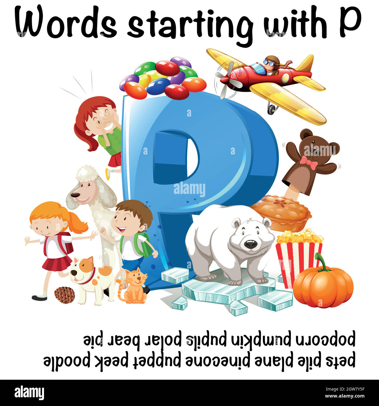 Words Starting with Letter P Stock Vector