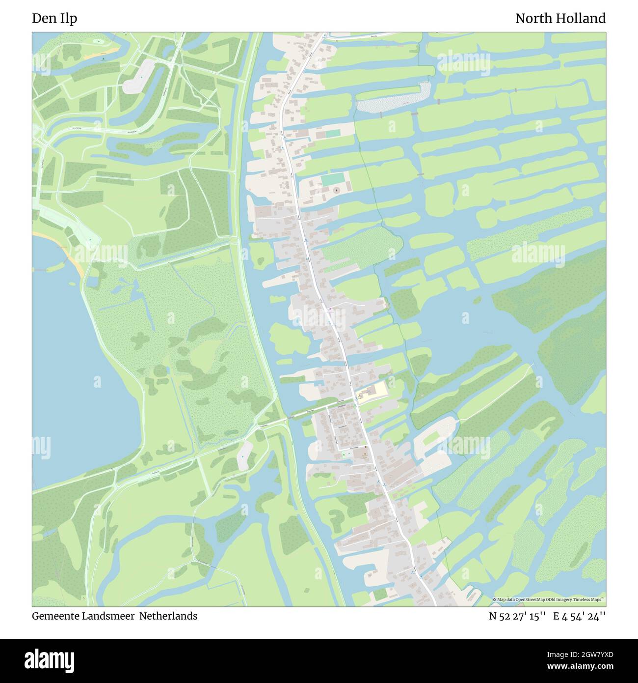 Den Ilp, Gemeente Landsmeer, Netherlands, North Holland, N 52 27' 15'', E 4 54' 24'', map, Timeless Map published in 2021. Travelers, explorers and adventurers like Florence Nightingale, David Livingstone, Ernest Shackleton, Lewis and Clark and Sherlock Holmes relied on maps to plan travels to the world's most remote corners, Timeless Maps is mapping most locations on the globe, showing the achievement of great dreams Stock Photo