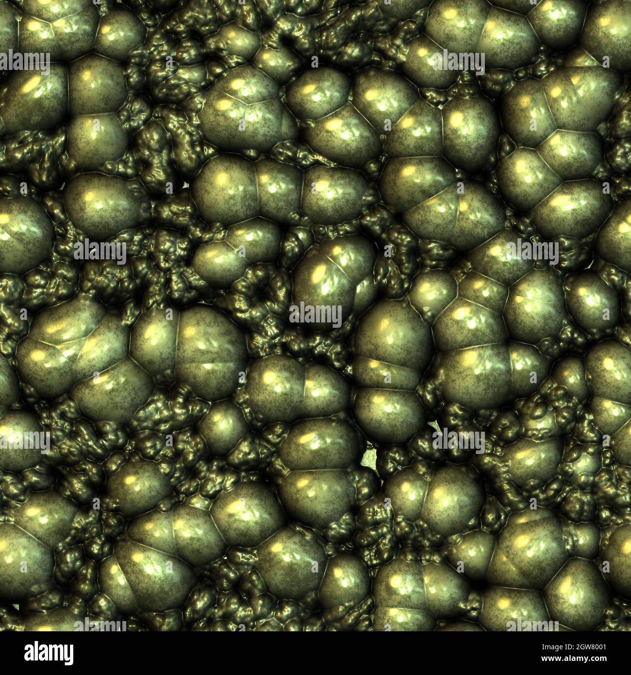 Tarnished green golden metallic bubbles of baubles seamless texture 3D illustration Stock Photo