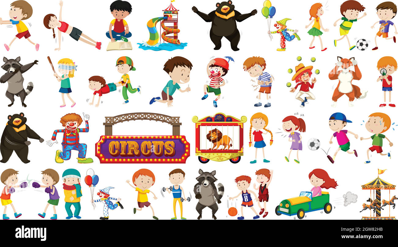 Set of kid and circus Stock Vector