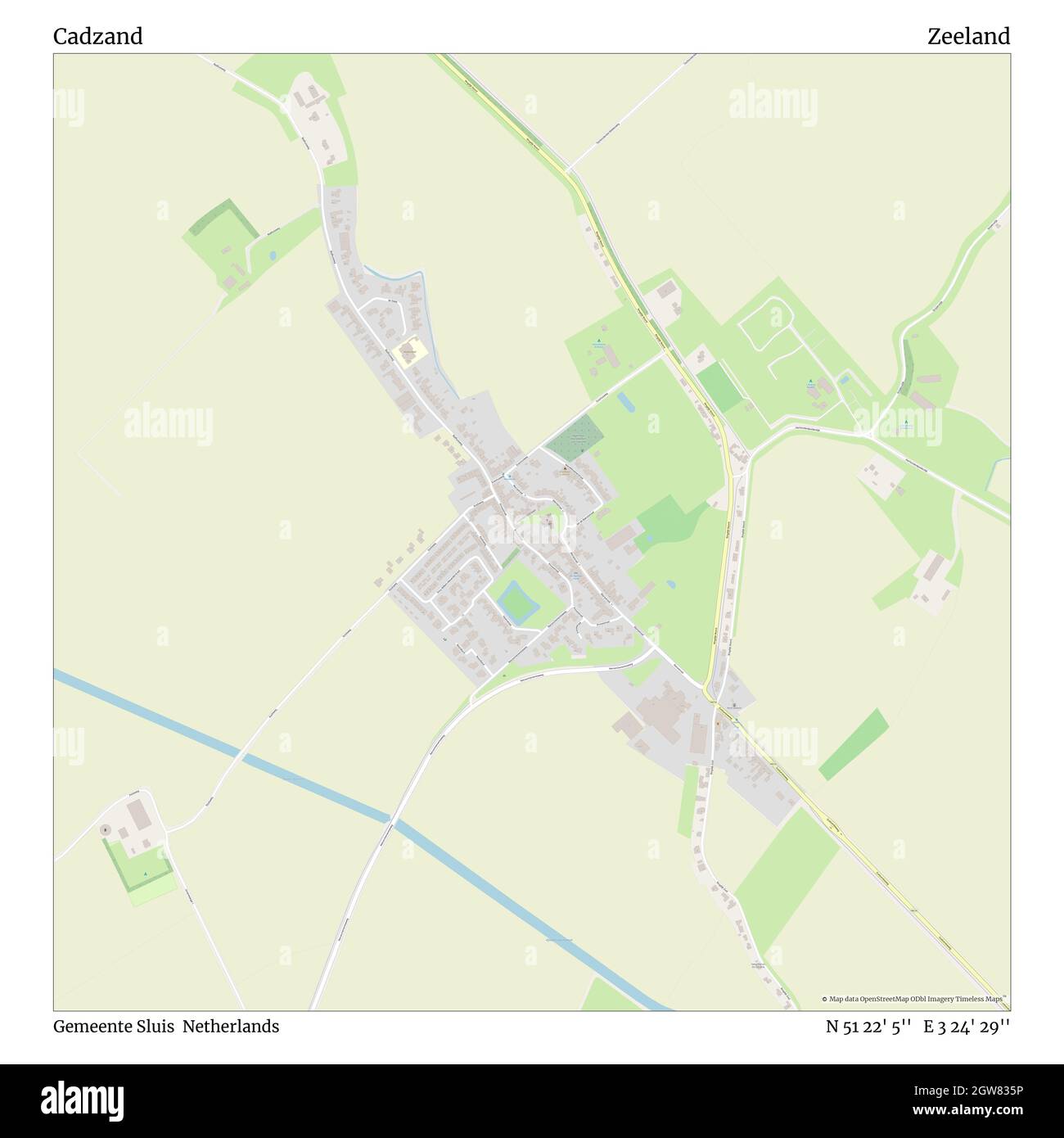 Cadzand, Gemeente Sluis, Netherlands, Zeeland, N 51 22' 5'', E 3 24' 29'', map, Timeless Map published in 2021. Travelers, explorers and adventurers like Florence Nightingale, David Livingstone, Ernest Shackleton, Lewis and Clark and Sherlock Holmes relied on maps to plan travels to the world's most remote corners, Timeless Maps is mapping most locations on the globe, showing the achievement of great dreams Stock Photo