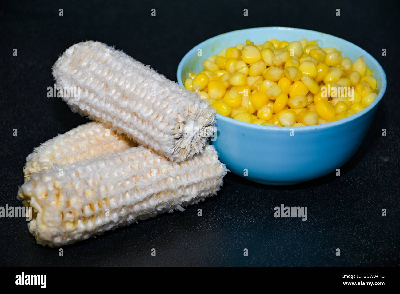 Boiled Corn With Butter Stock Photo