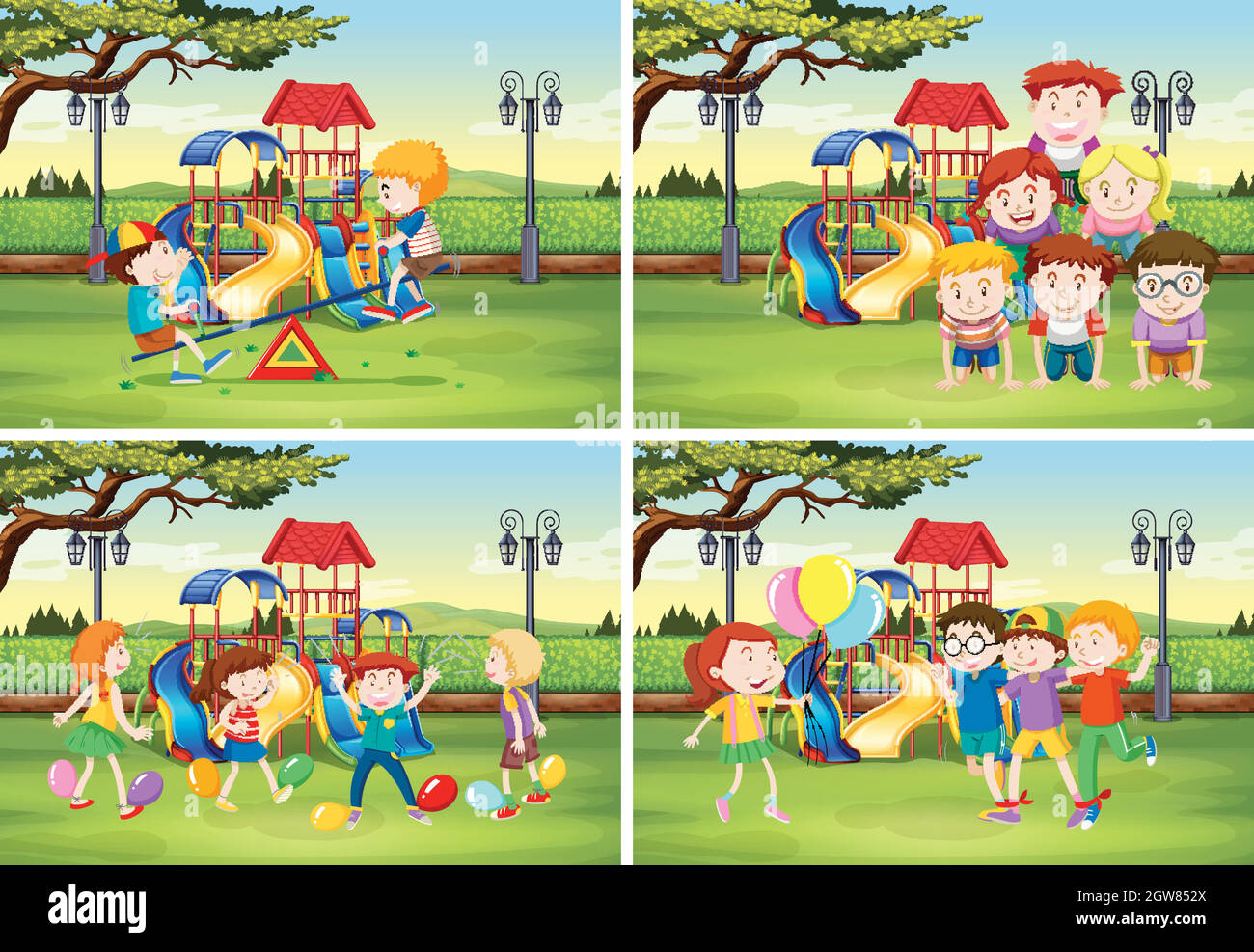 Children playing in the park Stock Vector Image & Art - Alamy