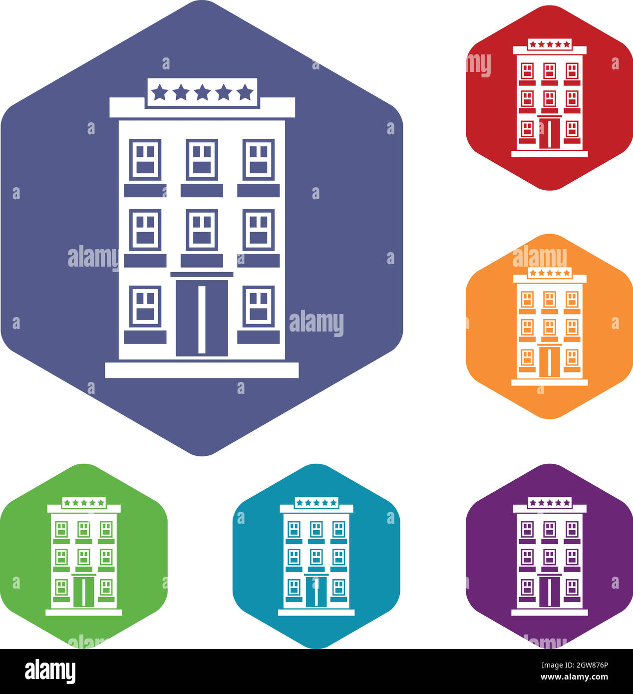 Hotel building icons set Stock Vector