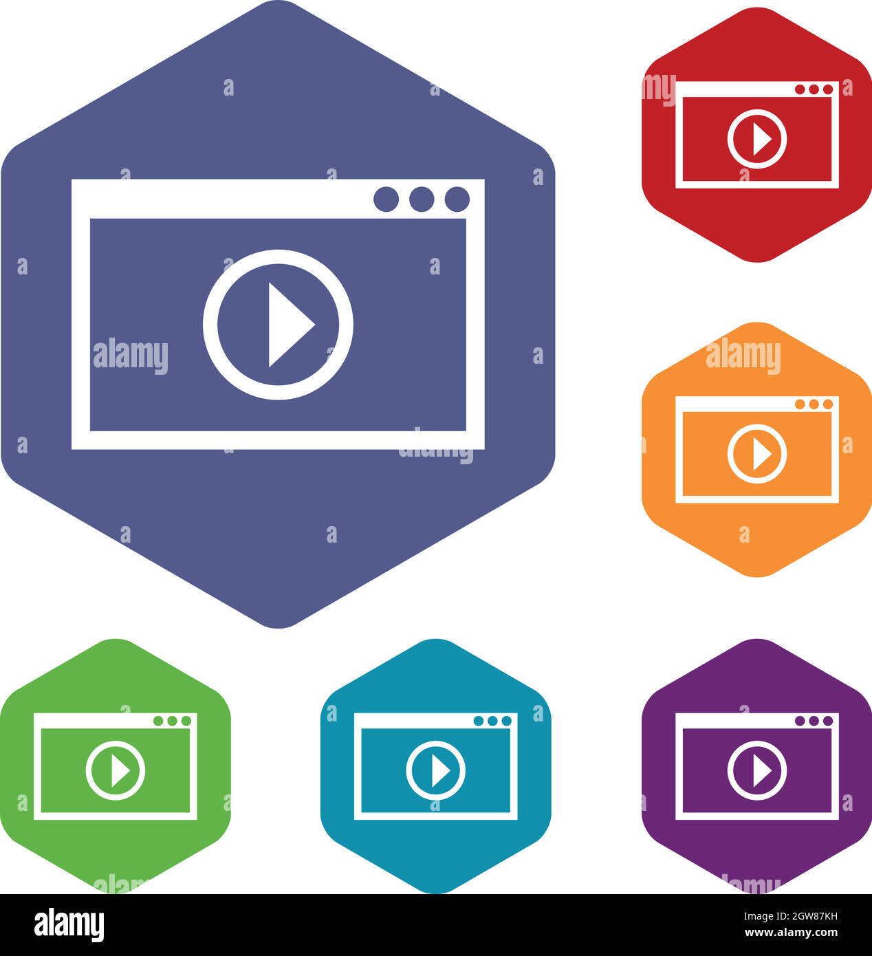 Program for video playback icons set Stock Vector