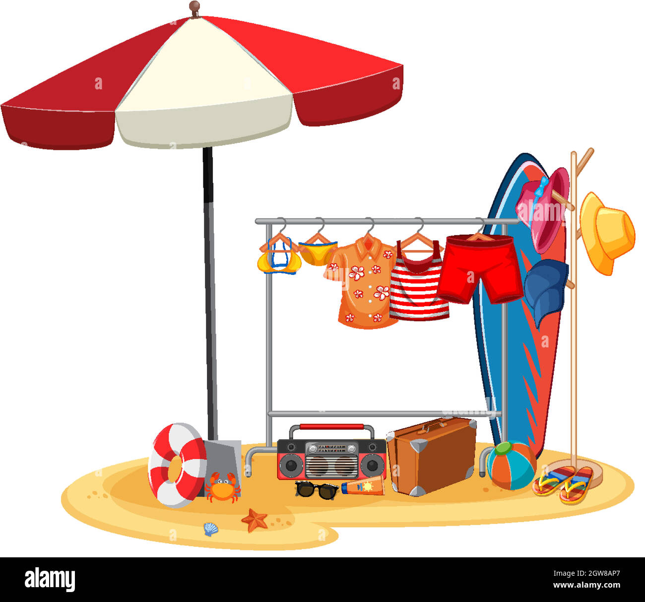 Summer clothes hanging isolated Stock Vector